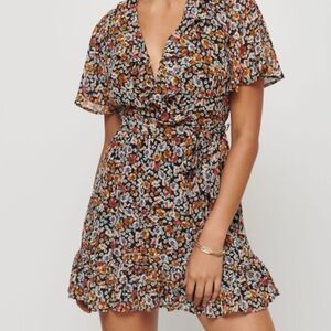 DYNAMITE | Mini Wrap Dress with Frills